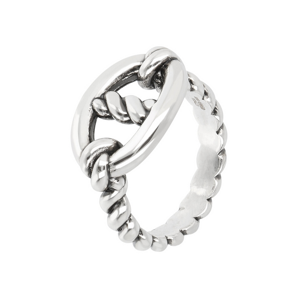 Marine rope ring in silver