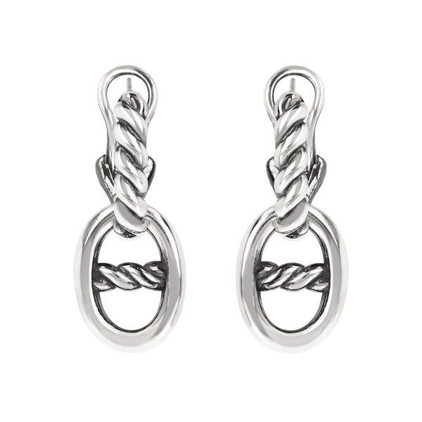 Marine rope link earrings in silver