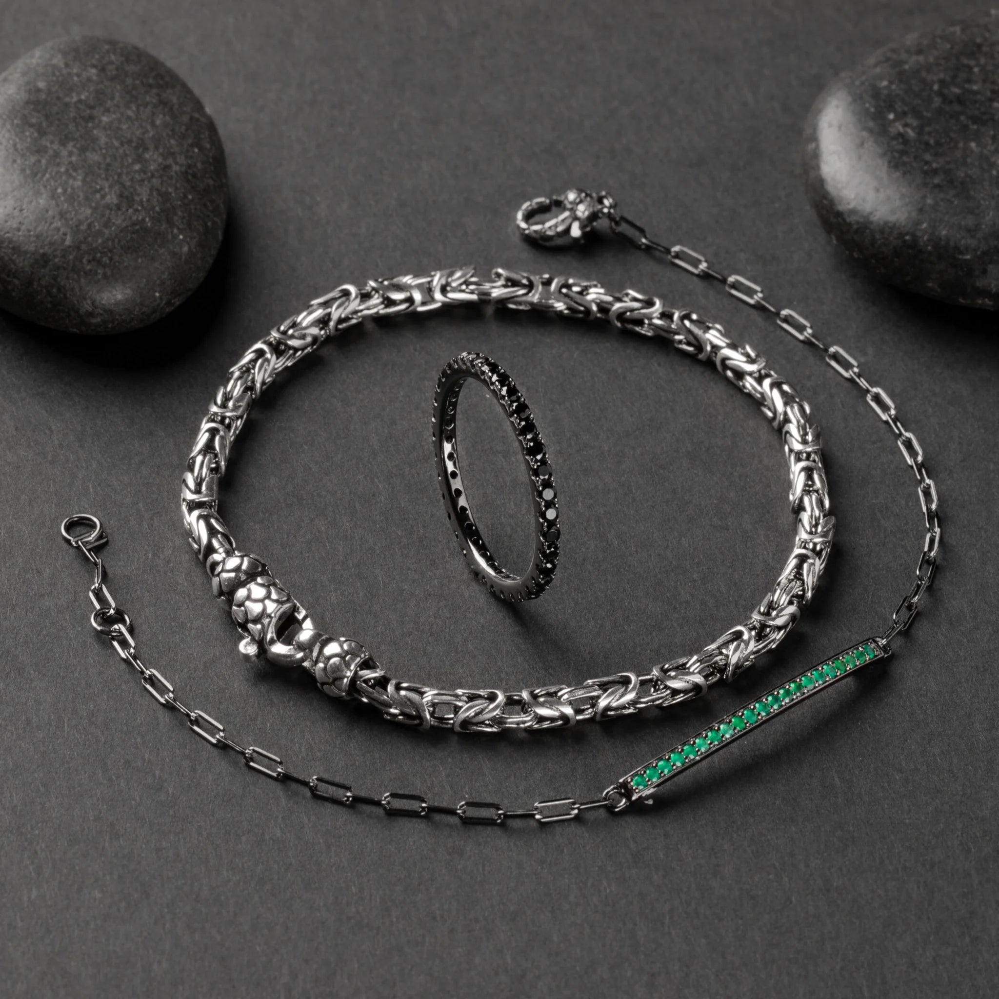 Bracciale con Barretta e Pietre in Argento 925