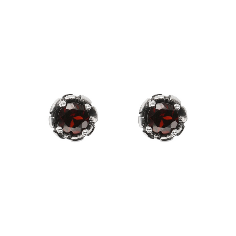 Point of Light Earrings with Red Garnet Natural Stone