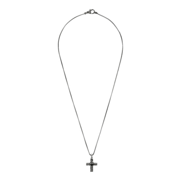 Venetian Chain Necklace with Cross Pendant and Black Spinel