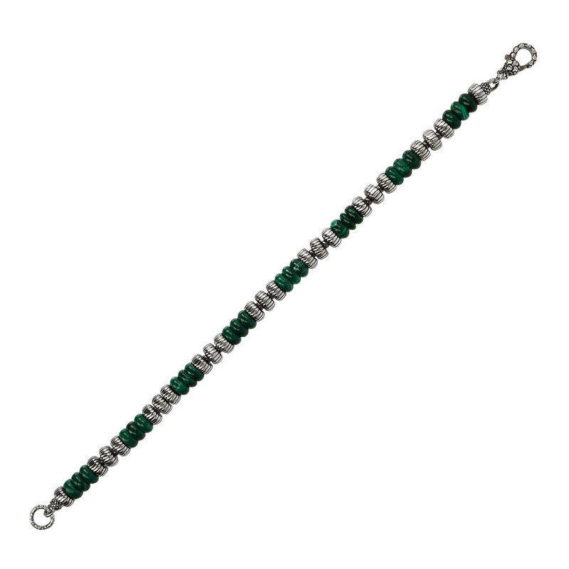 Bracelet with Rondelle and Malachite Natural Stone