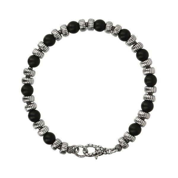 Armband mit Rondellen und schwarzen Onyx-Natursteinen