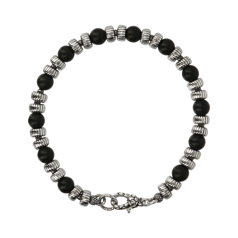 Armband mit Rondellen und schwarzen Onyx-Natursteinen