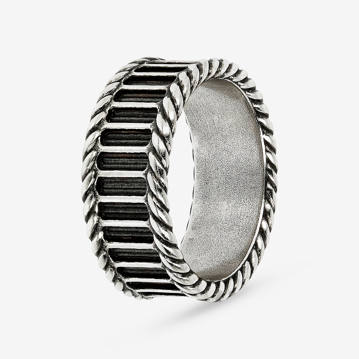 Anello a Fascia Texture Rigata in Argento 925