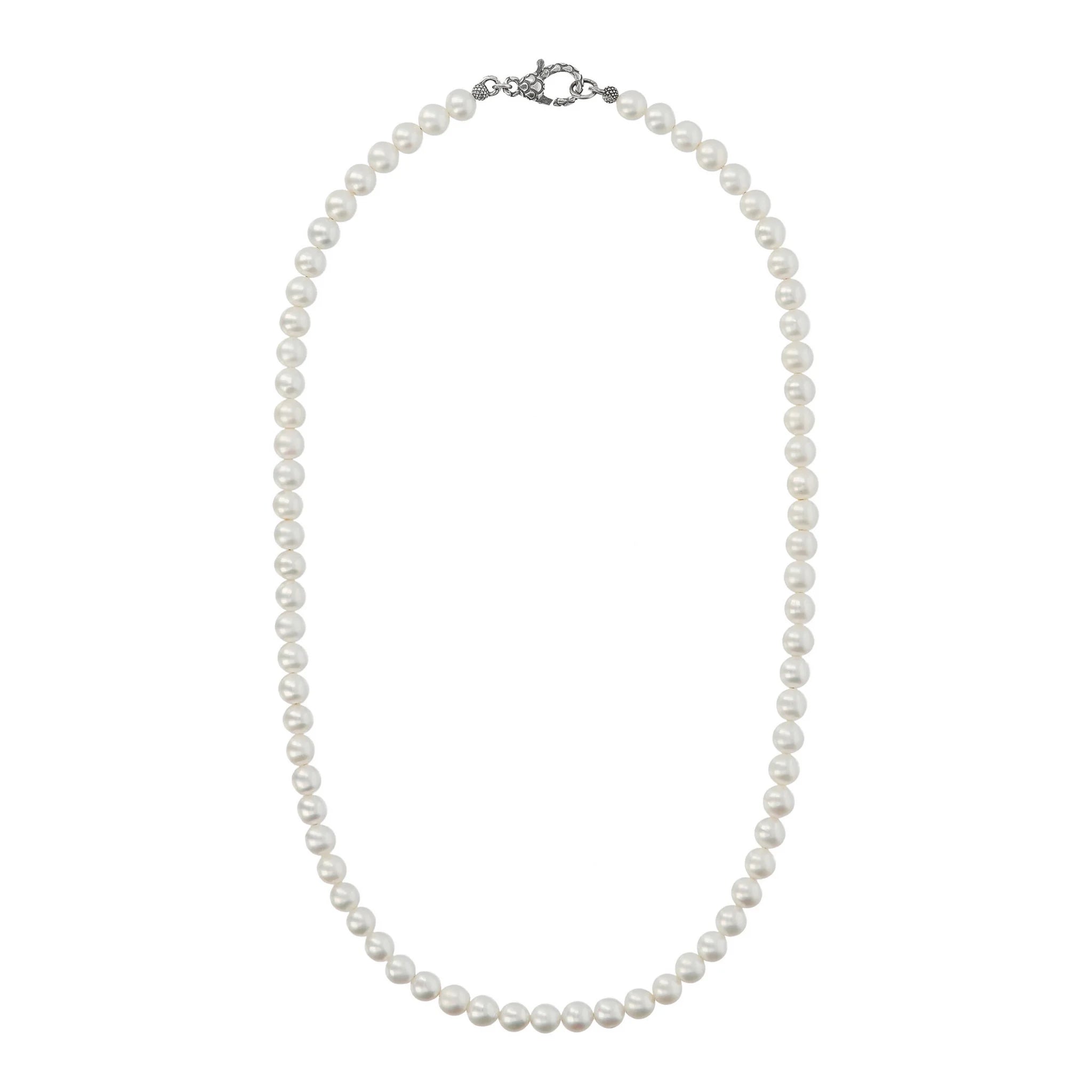 Collana con Perle d'Acqua Dolce Ø 6/6.5 mm in Argento 925