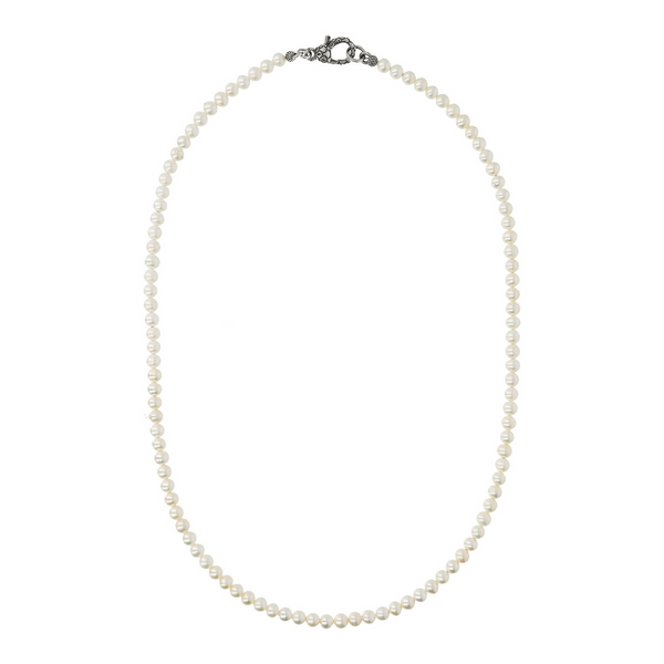 Halskette mit weißen Süßwasserperlen Ø 4/4,5 mm