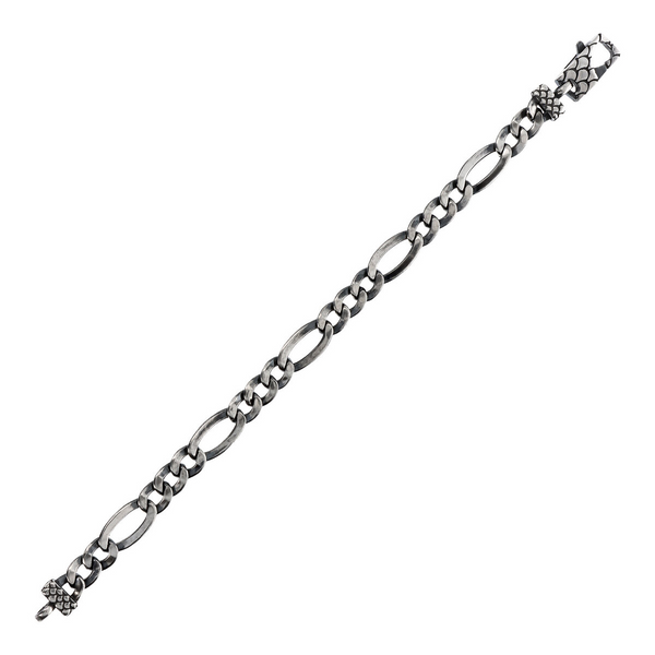 Bracelet avec chaîne Figaro et mousqueton texturé