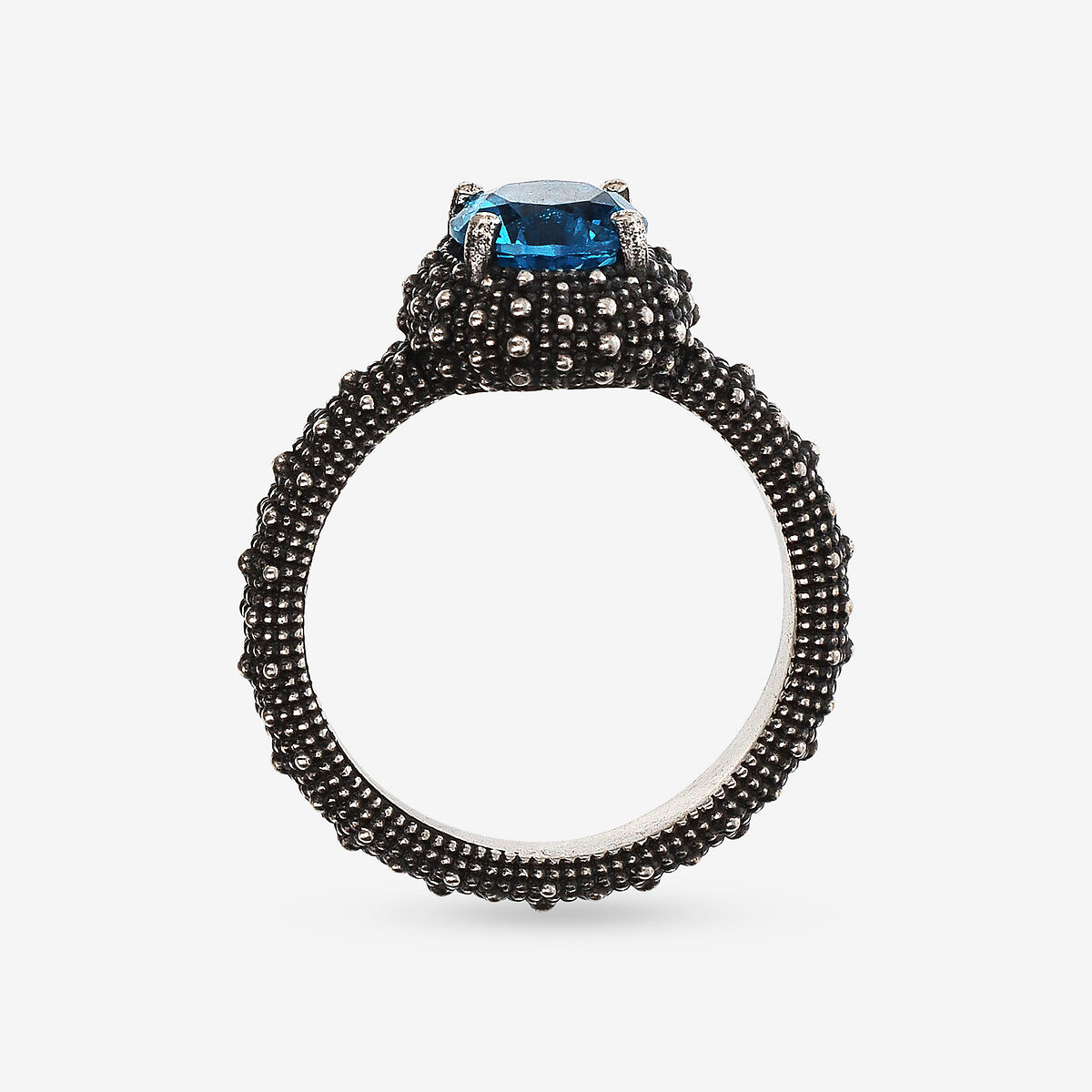 Bague Cocktail Texture Oursin avec Pierre Naturelle