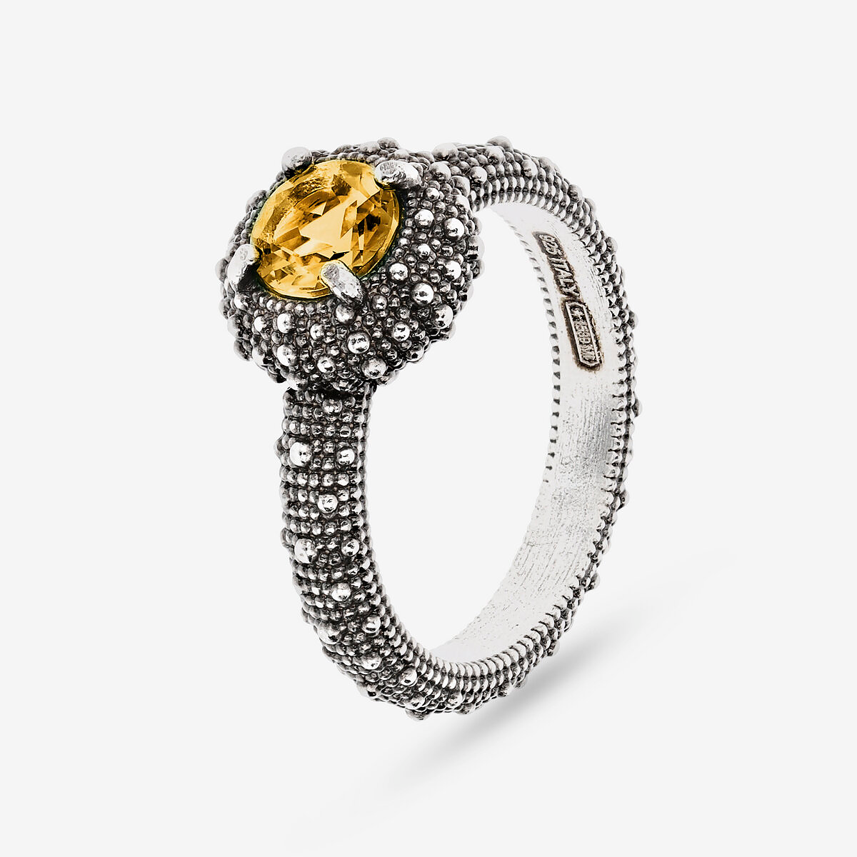 Bague Cocktail Texture Oursin avec Pierre Naturelle