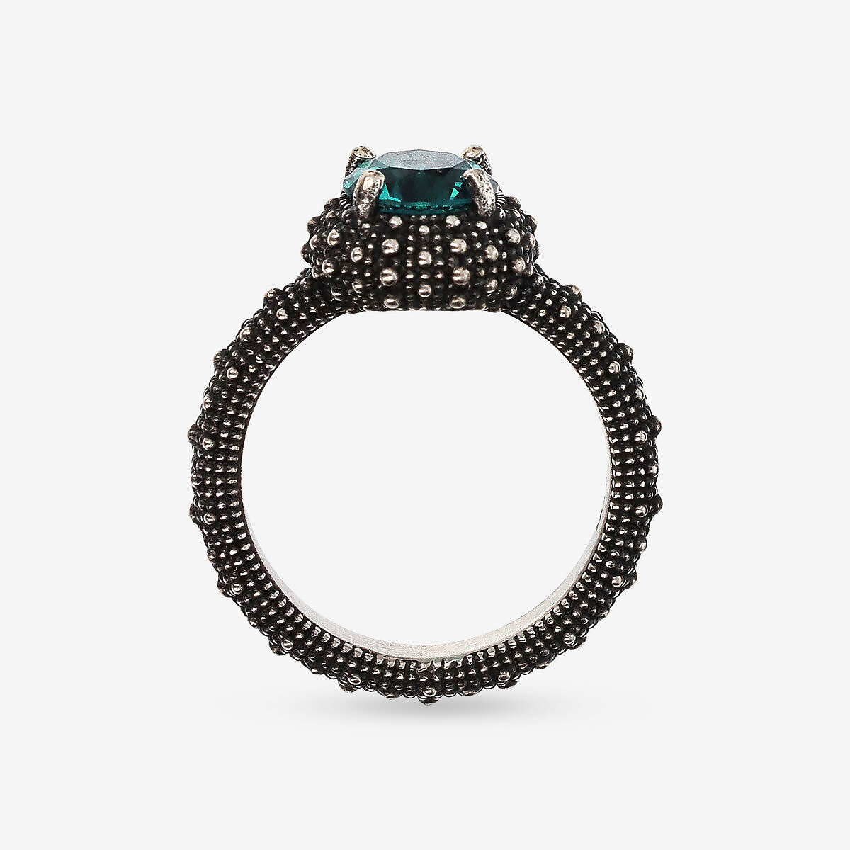 Bague Cocktail Texture Oursin avec Pierre Naturelle