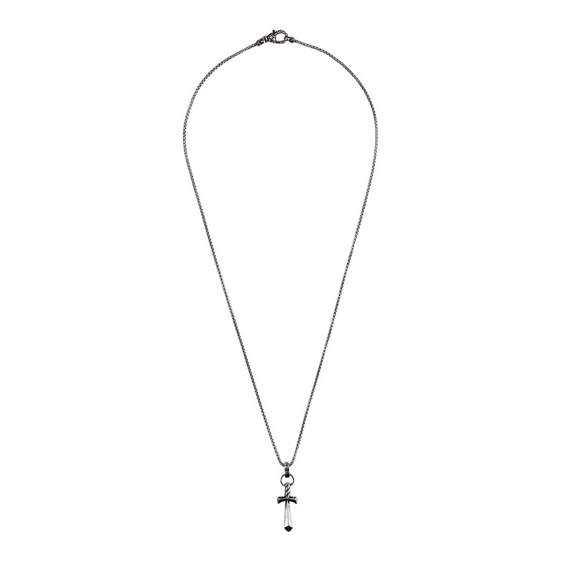 Collier chaîne vénitien avec pendentif croix texturée