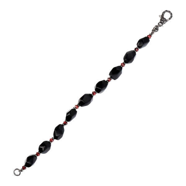 Armband mit schwarzem Onyx und rotem Granat